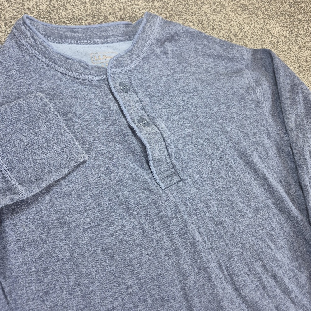 L.L. Bean River Driver Henley Shirt Men's Large‎ Wool Blend 2 Layer Blue